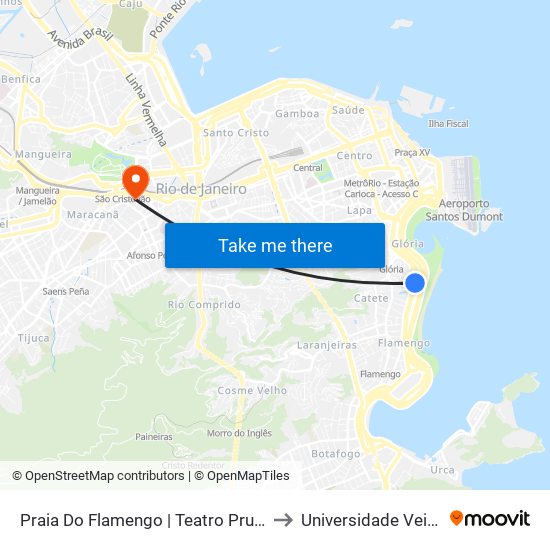 Praia Do Flamengo | Teatro Prudential (Adolpho Bloch) to Universidade Veiga De Almeida map