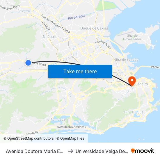 Avenida Doutora Maria Estrela, 250 to Universidade Veiga De Almeida map