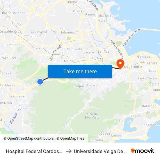 Hospital Federal Cardoso Fontes to Universidade Veiga De Almeida map