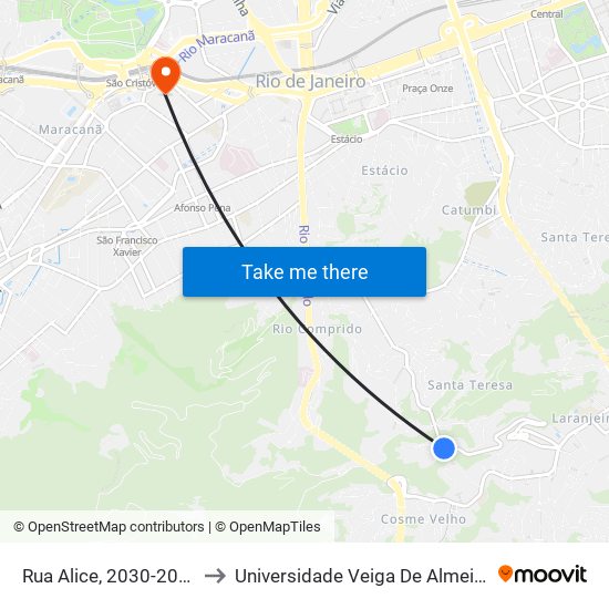Rua Alice, 2030-2040 to Universidade Veiga De Almeida map