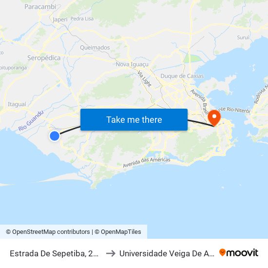 Estrada De Sepetiba, 201-215 to Universidade Veiga De Almeida map