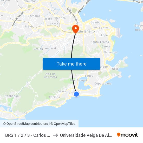BRS 1 / 2 / 3 - Carlos Gois to Universidade Veiga De Almeida map