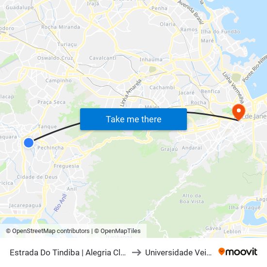 Estrada Do Tindiba | Alegria Clube Residencial | Caixa to Universidade Veiga De Almeida map