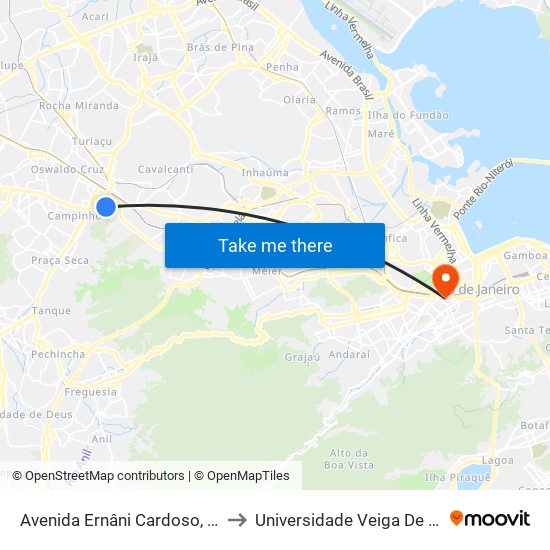 Avenida Ernâni Cardoso, 277-279 to Universidade Veiga De Almeida map