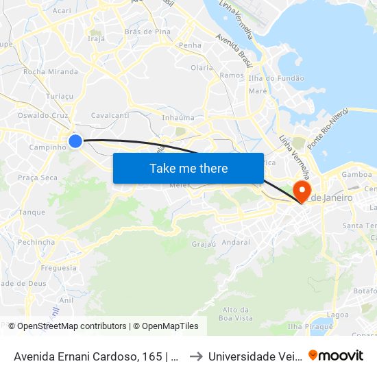 Avenida Ernani Cardoso, 165 | Via Viaduto De Cascadura to Universidade Veiga De Almeida map