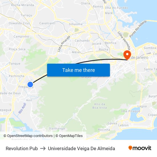 Revolution Pub to Universidade Veiga De Almeida map