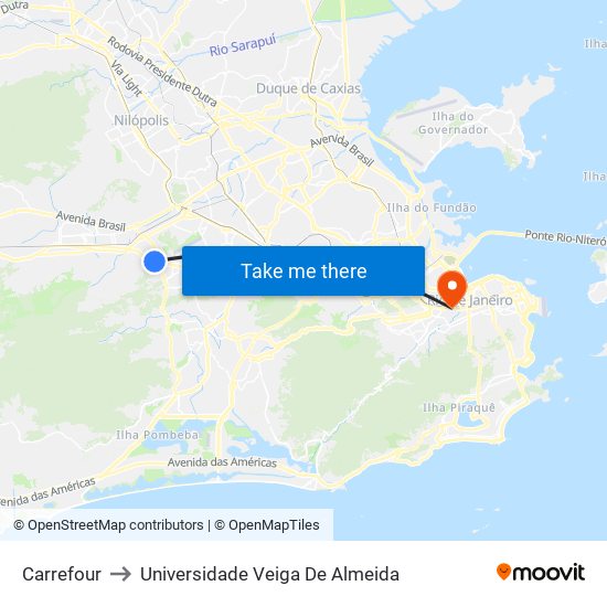 Carrefour to Universidade Veiga De Almeida map