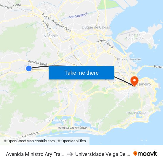 Avenida Ministro Ary Franco, 227 to Universidade Veiga De Almeida map