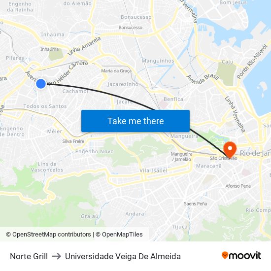 Norte Grill to Universidade Veiga De Almeida map