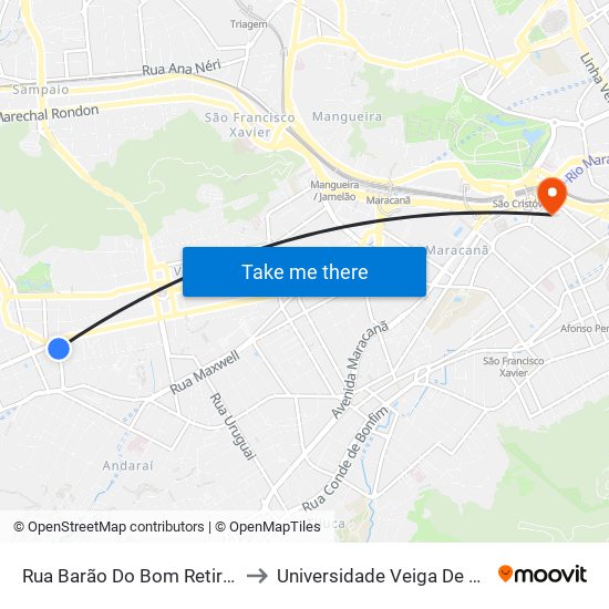 Rua Barão Do Bom Retiro, 2471 to Universidade Veiga De Almeida map