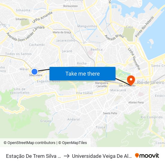 Estação De Trem Silva Freire to Universidade Veiga De Almeida map