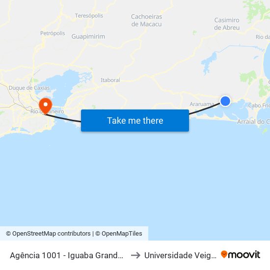 Agência 1001 - Iguaba Grande (Sentido Cabo Frio) to Universidade Veiga De Almeida map