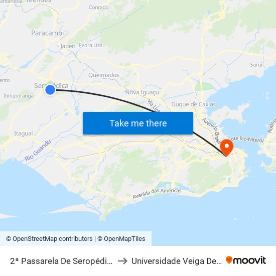2ª Passarela De Seropédica (Rua 7) to Universidade Veiga De Almeida map
