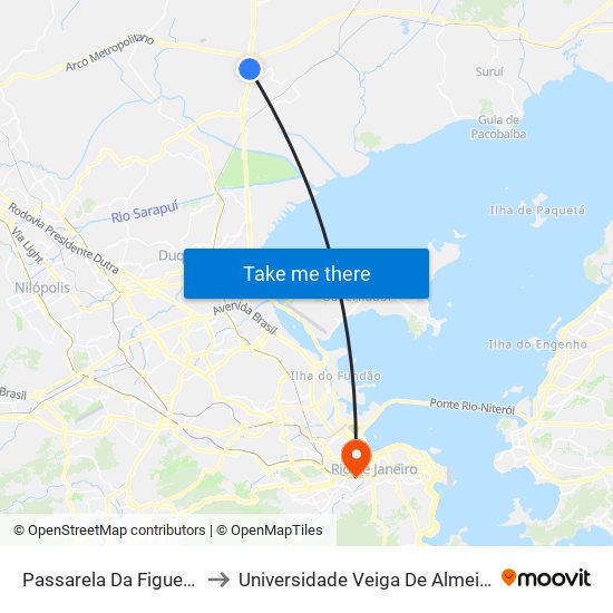 Passarela Da Figueira to Universidade Veiga De Almeida map