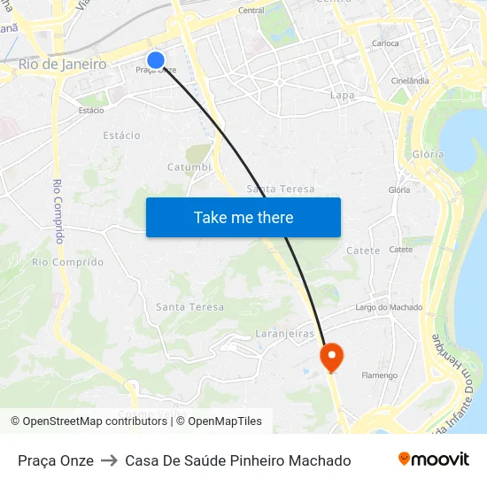 Praça Onze to Casa De Saúde Pinheiro Machado map