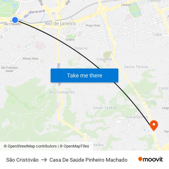 São Cristóvão to Casa De Saúde Pinheiro Machado map