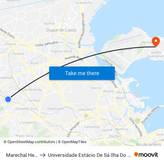 Marechal Hermes to Universidade Estácio De Sá Ilha Do Governador map