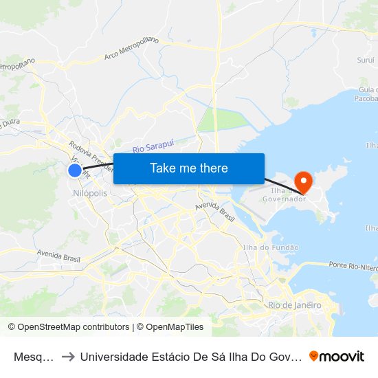 Mesquita to Universidade Estácio De Sá Ilha Do Governador map