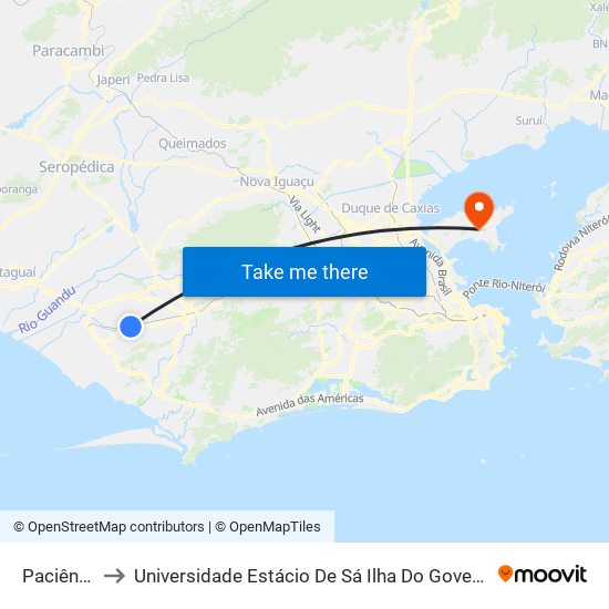 Paciência to Universidade Estácio De Sá Ilha Do Governador map