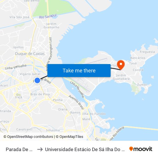 Parada De Lucas to Universidade Estácio De Sá Ilha Do Governador map