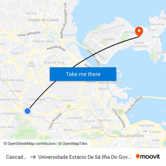 Cascadura to Universidade Estácio De Sá Ilha Do Governador map
