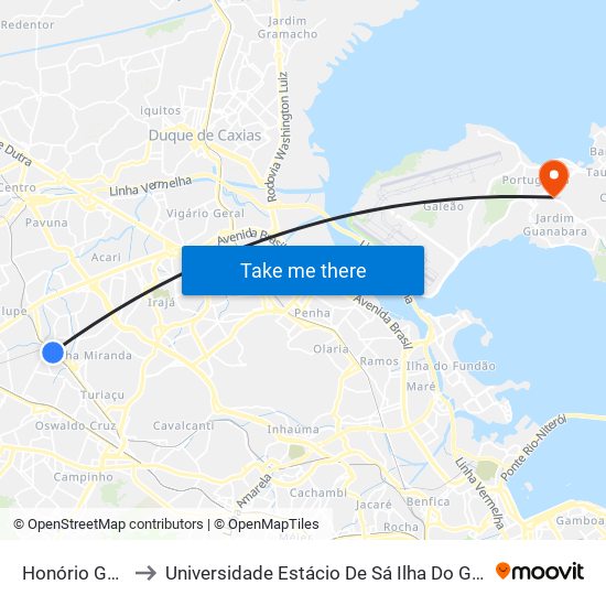 Honório Gurgel to Universidade Estácio De Sá Ilha Do Governador map