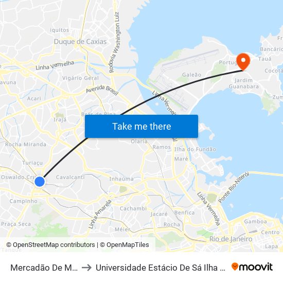 Mercadão De Madureira to Universidade Estácio De Sá Ilha Do Governador map