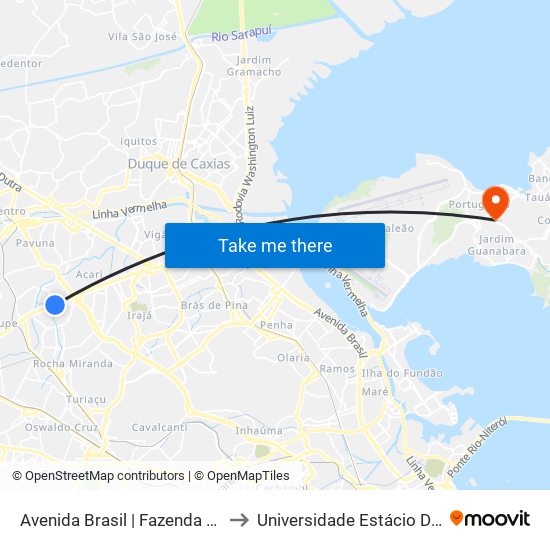 Avenida Brasil | Fazenda Botafogo (Sentido Centro) to Universidade Estácio De Sá Ilha Do Governador map