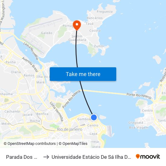 Parada Dos Museus to Universidade Estácio De Sá Ilha Do Governador map