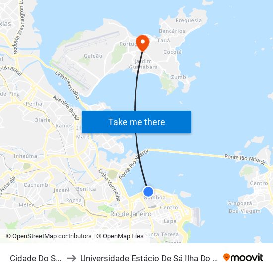 Cidade Do Samba to Universidade Estácio De Sá Ilha Do Governador map