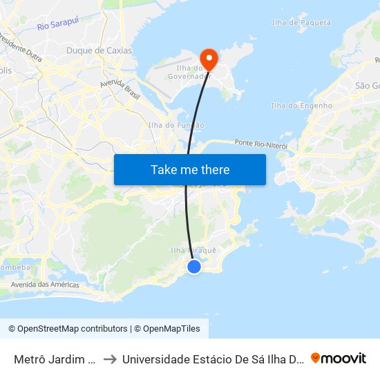 Metrô Jardim De Alah to Universidade Estácio De Sá Ilha Do Governador map