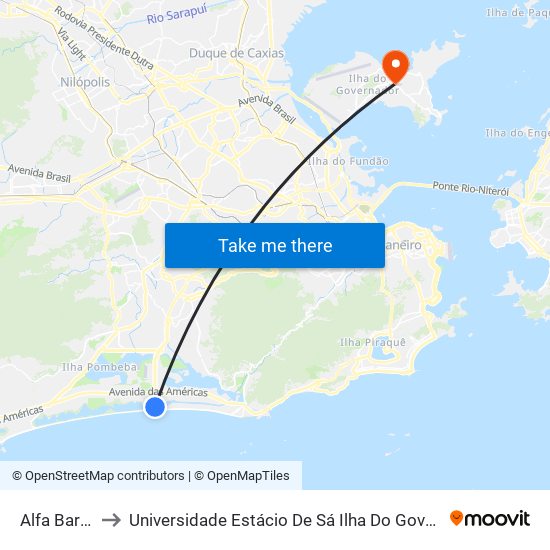 Alfa Barra I to Universidade Estácio De Sá Ilha Do Governador map