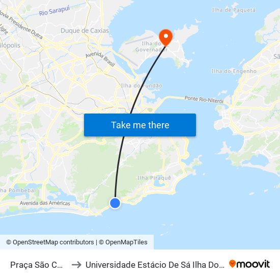 Praça São Conrado to Universidade Estácio De Sá Ilha Do Governador map