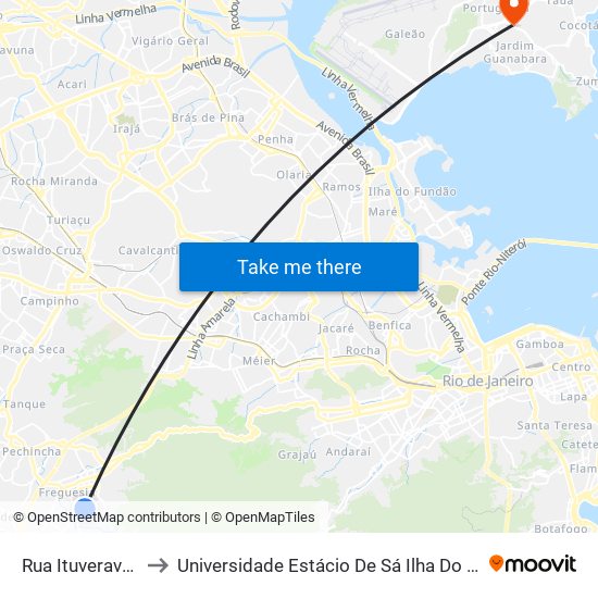 Rua Ituverava, 357 to Universidade Estácio De Sá Ilha Do Governador map