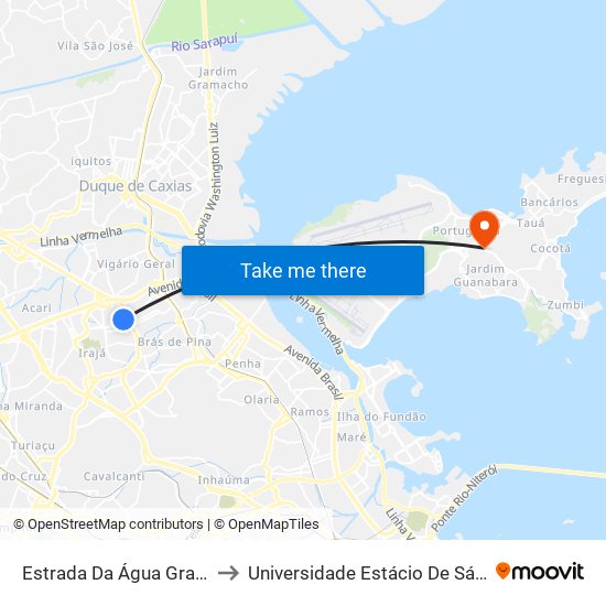 Estrada Da Água Grande, 1299-1529 to Universidade Estácio De Sá Ilha Do Governador map