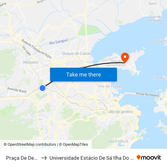 Praça De Deodoro to Universidade Estácio De Sá Ilha Do Governador map