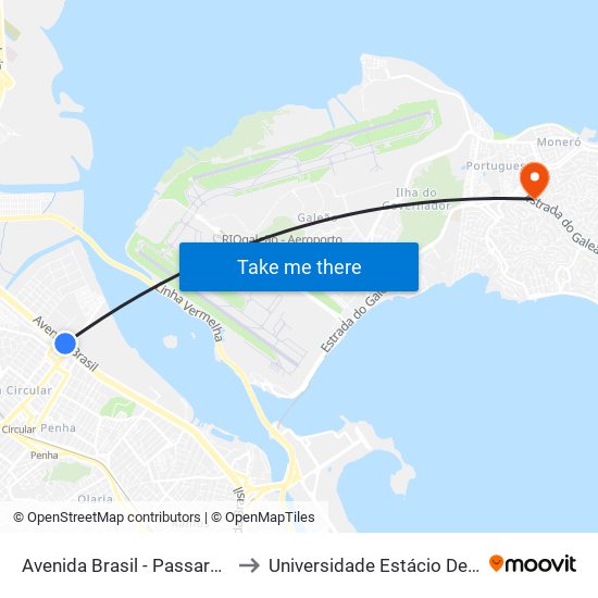 Avenida Brasil - Passarela Do Shopping Matriz to Universidade Estácio De Sá Ilha Do Governador map