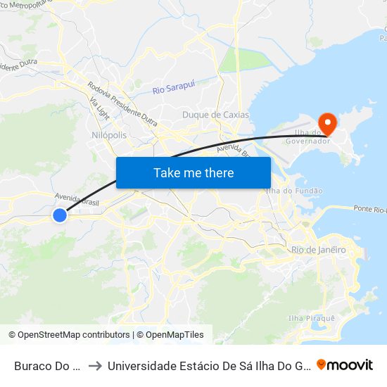 Buraco Do Faim to Universidade Estácio De Sá Ilha Do Governador map