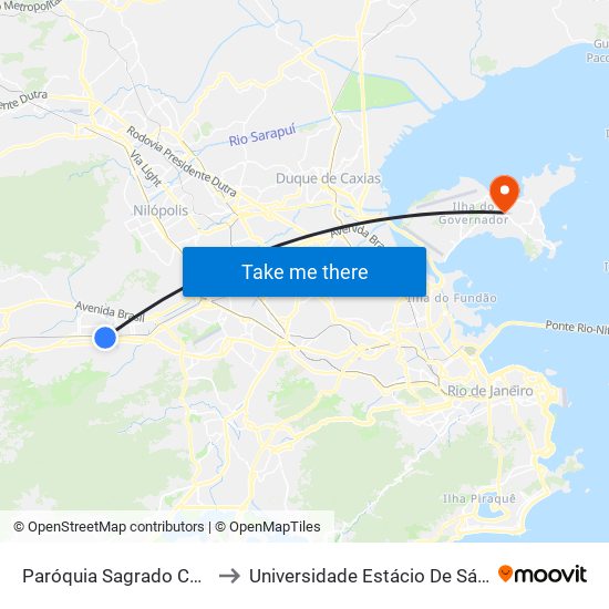 Paróquia Sagrado Coração De Jesus to Universidade Estácio De Sá Ilha Do Governador map