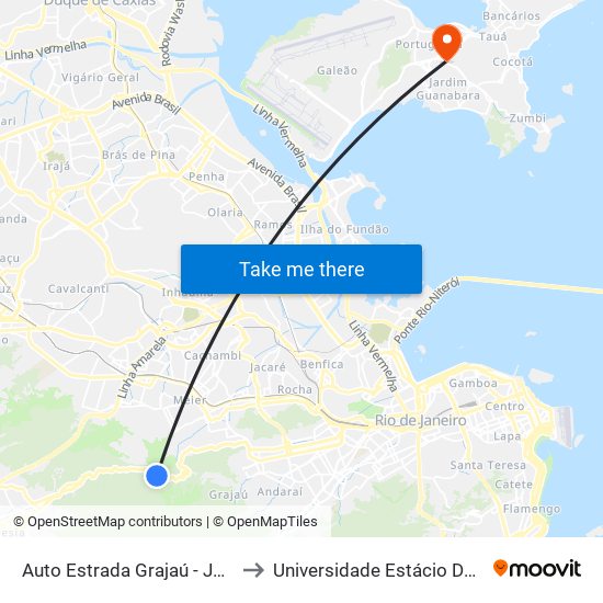 Auto Estrada Grajaú - Jacarepaguá, 4393-4751 to Universidade Estácio De Sá Ilha Do Governador map