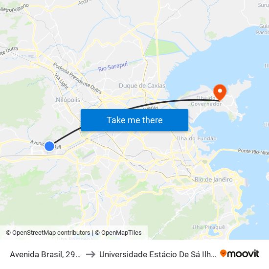 Avenida Brasil, 29691-29703 to Universidade Estácio De Sá Ilha Do Governador map