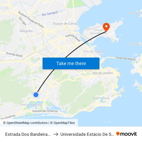 Estrada Dos Bandeirantes | BRT Curicica to Universidade Estácio De Sá Ilha Do Governador map