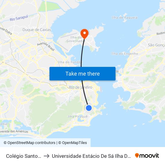 Colégio Santo Inácio to Universidade Estácio De Sá Ilha Do Governador map