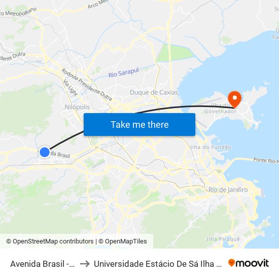 Avenida Brasil - Palazzo to Universidade Estácio De Sá Ilha Do Governador map