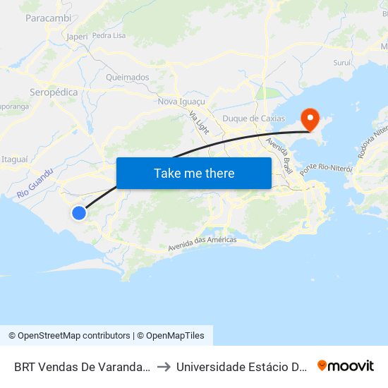 BRT Vendas De Varanda (Sentido Pingo D'Água) to Universidade Estácio De Sá Ilha Do Governador map