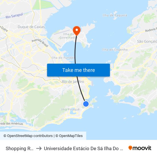 Shopping Riosul to Universidade Estácio De Sá Ilha Do Governador map