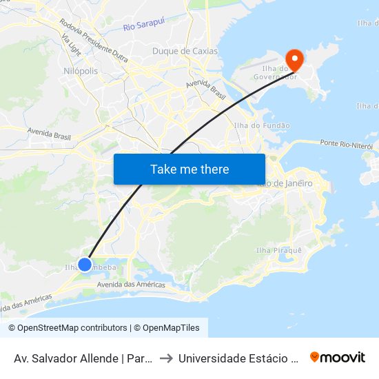 Av. Salvador Allende | Parque Dos Atletas | Riocentro to Universidade Estácio De Sá Ilha Do Governador map