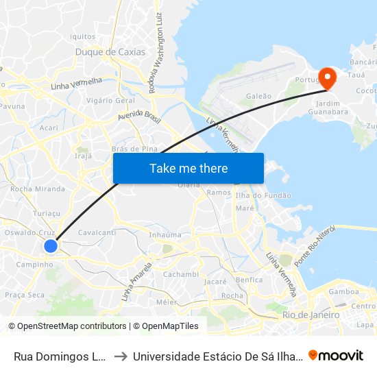 Rua Domingos Lopes, 759 to Universidade Estácio De Sá Ilha Do Governador map