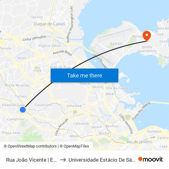 Rua João Vicente | Estação De Trem to Universidade Estácio De Sá Ilha Do Governador map