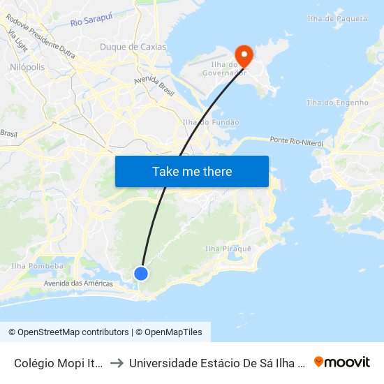 Colégio Mopi Itanhangá to Universidade Estácio De Sá Ilha Do Governador map